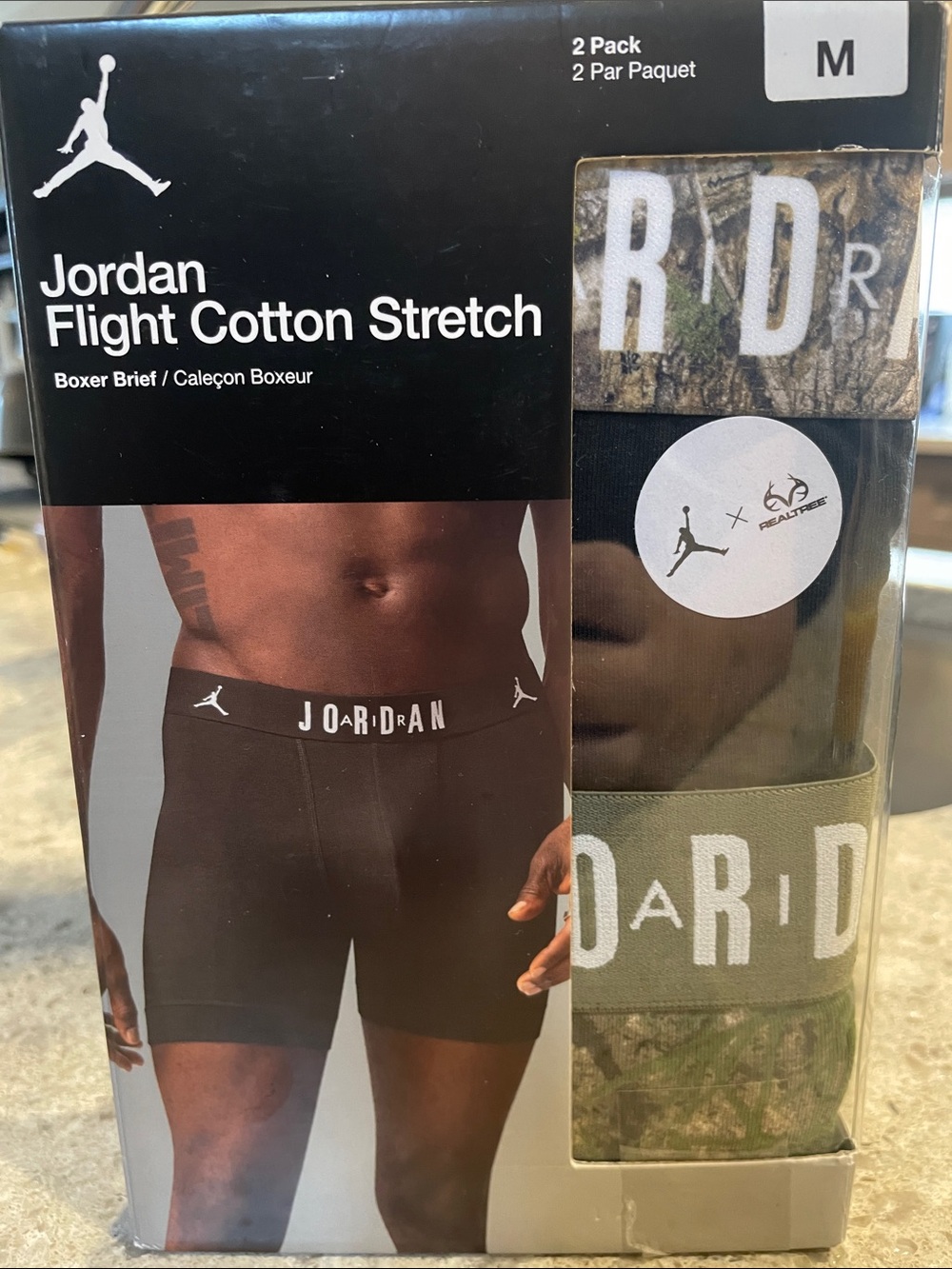 Jordan Flight Cotton Stretch Boxer Briefs – Black & Olive Camo – 2-Pack